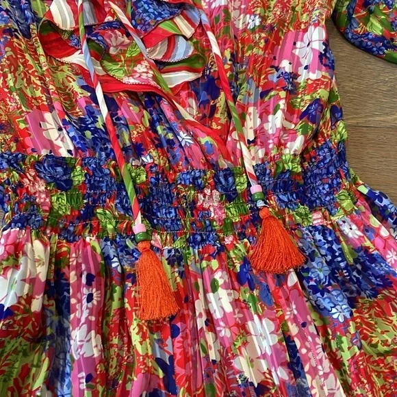 Diane Freis Vintage Floral Printed Midi Dress Size Medium